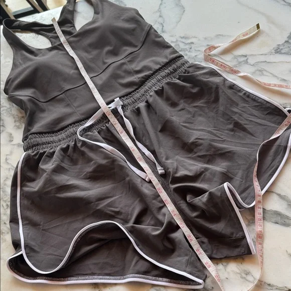 Fabletics Sport Short Onesie Charcoal Romper Women’s size Medium. - Picture 12 of 16